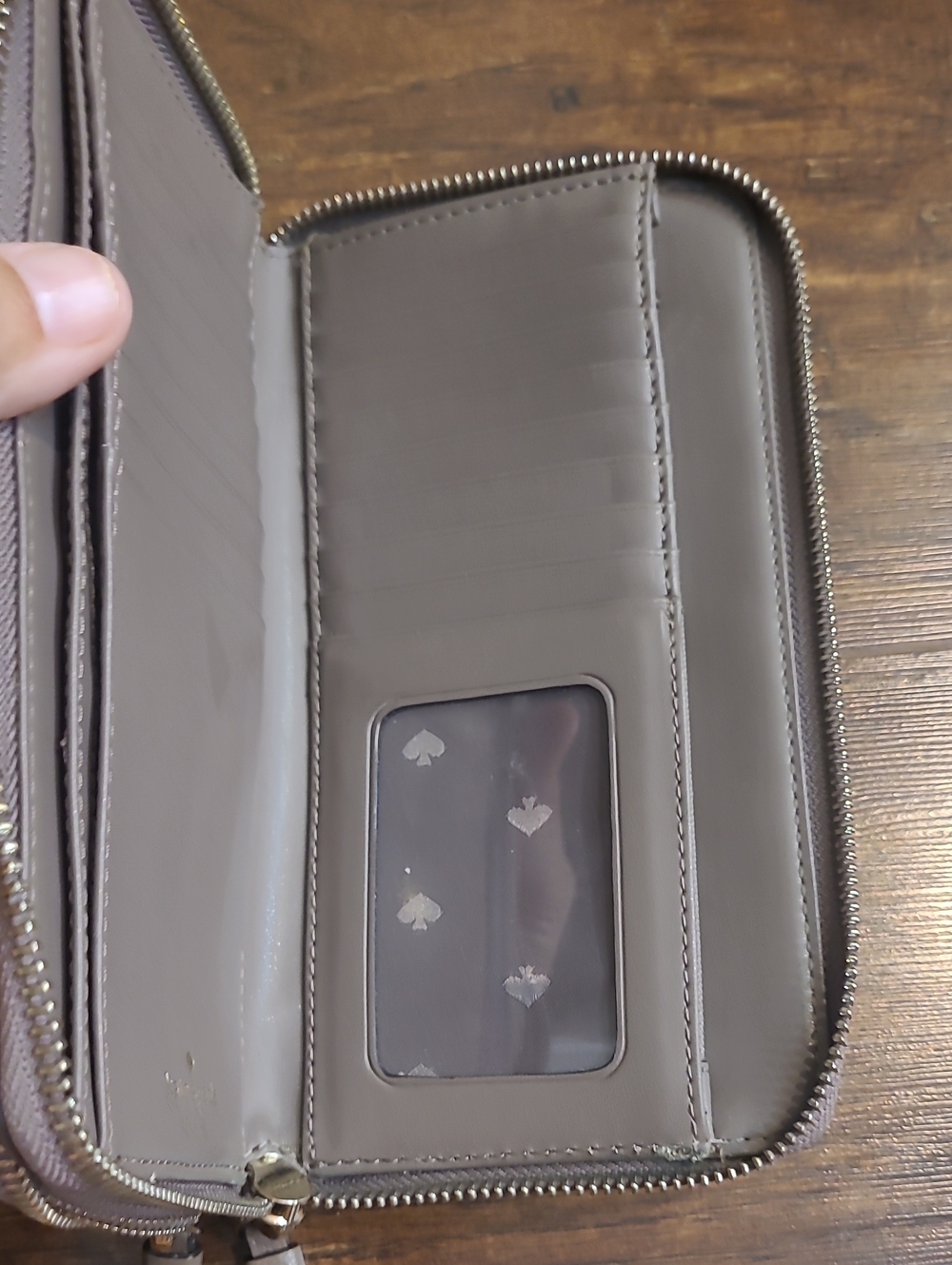 kate spade pebble leather zip-around wallet in taupe brown - Picture 4 of 10